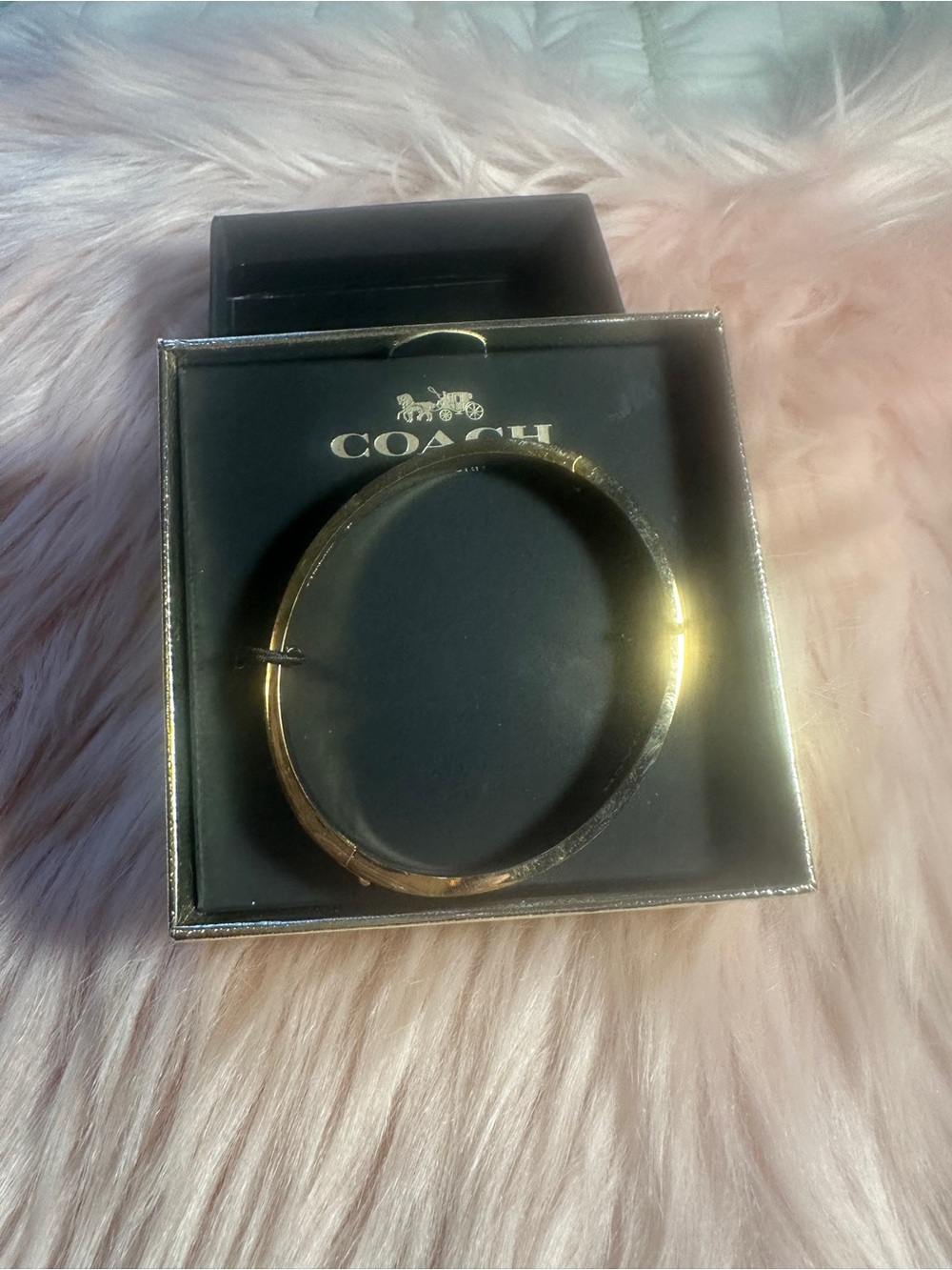Coach Gold Tone Hinged Bangle Bracelet